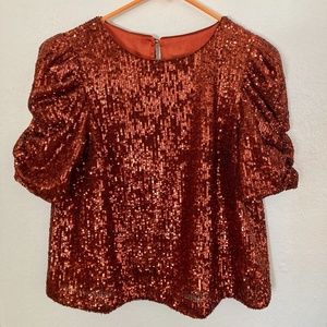 Red Sequined Anthropologie blouse